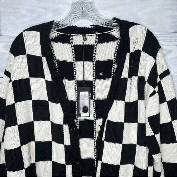 ❌SOLD❌R13 Distressed Edge Checkered Cardigan - Picture 5 of 9